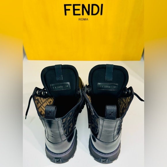 Fendi Force FF Biker Ancle Boots Calf and Goat Leather Size EU-10 New with Box! main image 8